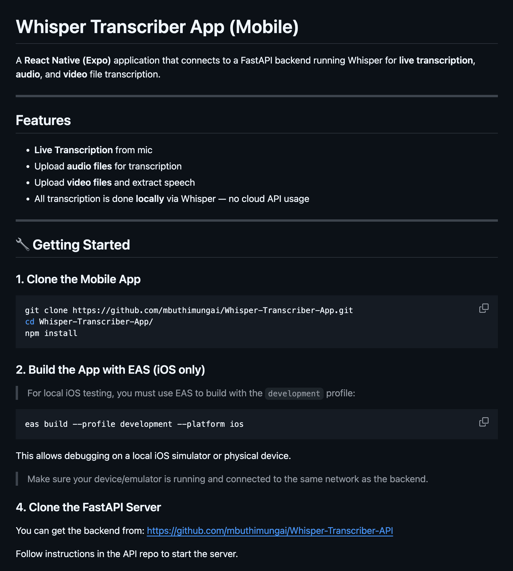 Whisper Transcriber App